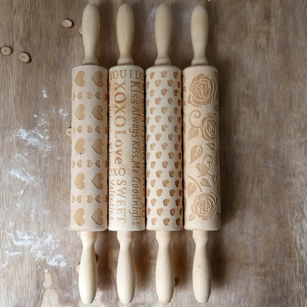 Engraved Wooden Rolling Pin for Valentine's Day Decor