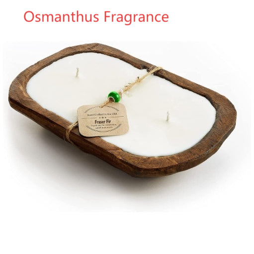 Retro Lavender Wooden Basin Candles Three Lamp Wick Aromatherapy Candles