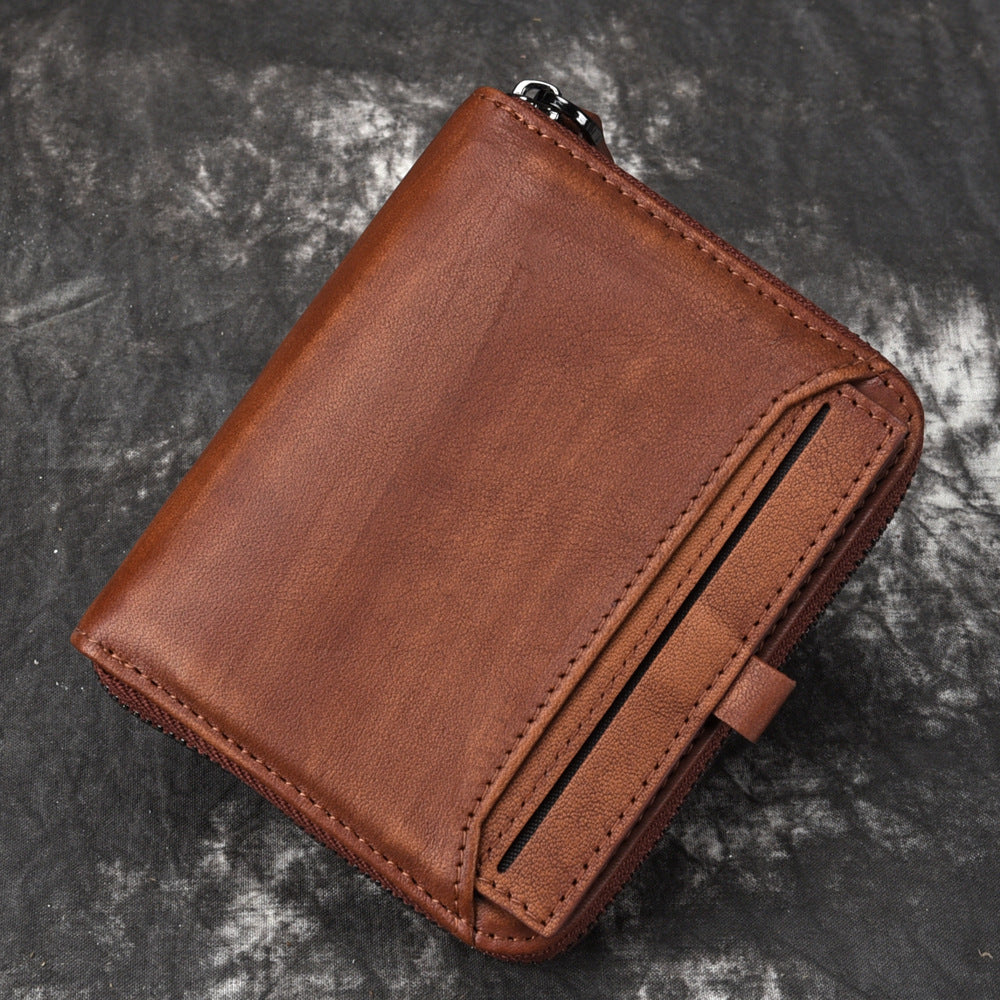Men'S Short Head Leather Wallet