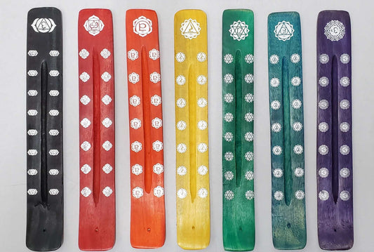 Chakra Painted Wood Incense Burner 10"L- 1 Count