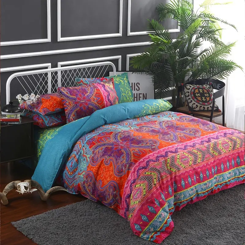 3-Piece Boho Bedding Set with Duvet Cover & Pillowcases