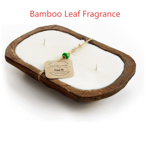 Retro Lavender Wooden Basin Candles Three Lamp Wick Aromatherapy Candles