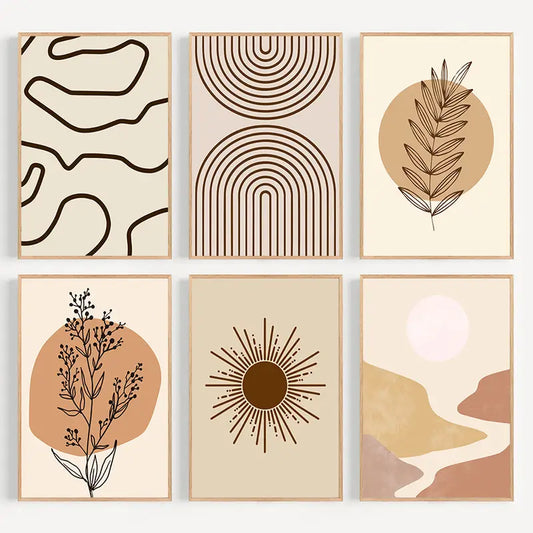 Boho Landscape Canvas Wall Art Set of 6 (11.8x15.7in)
