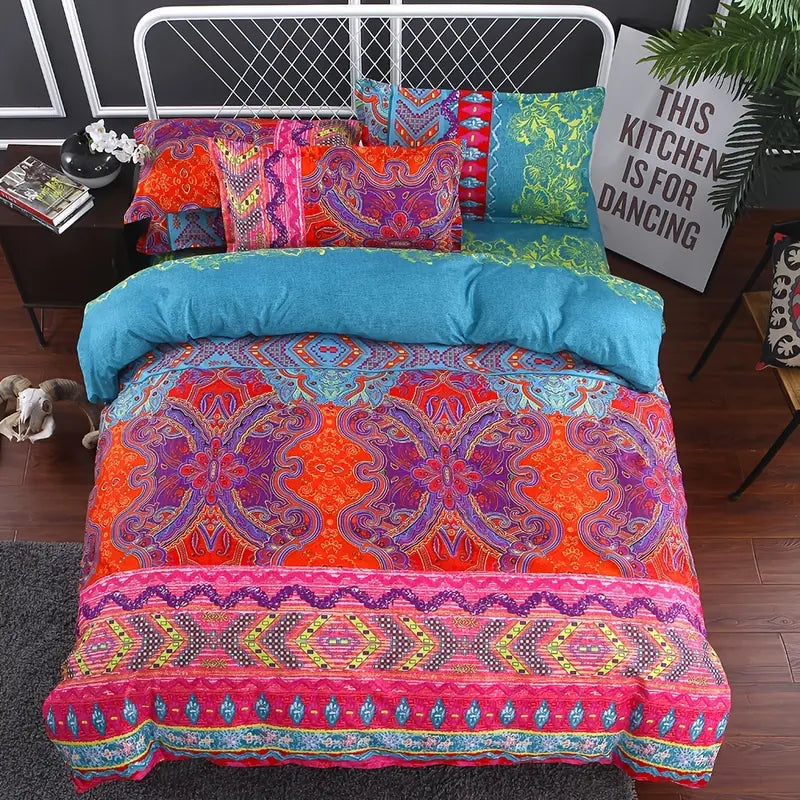 3-Piece Boho Bedding Set with Duvet Cover & Pillowcases