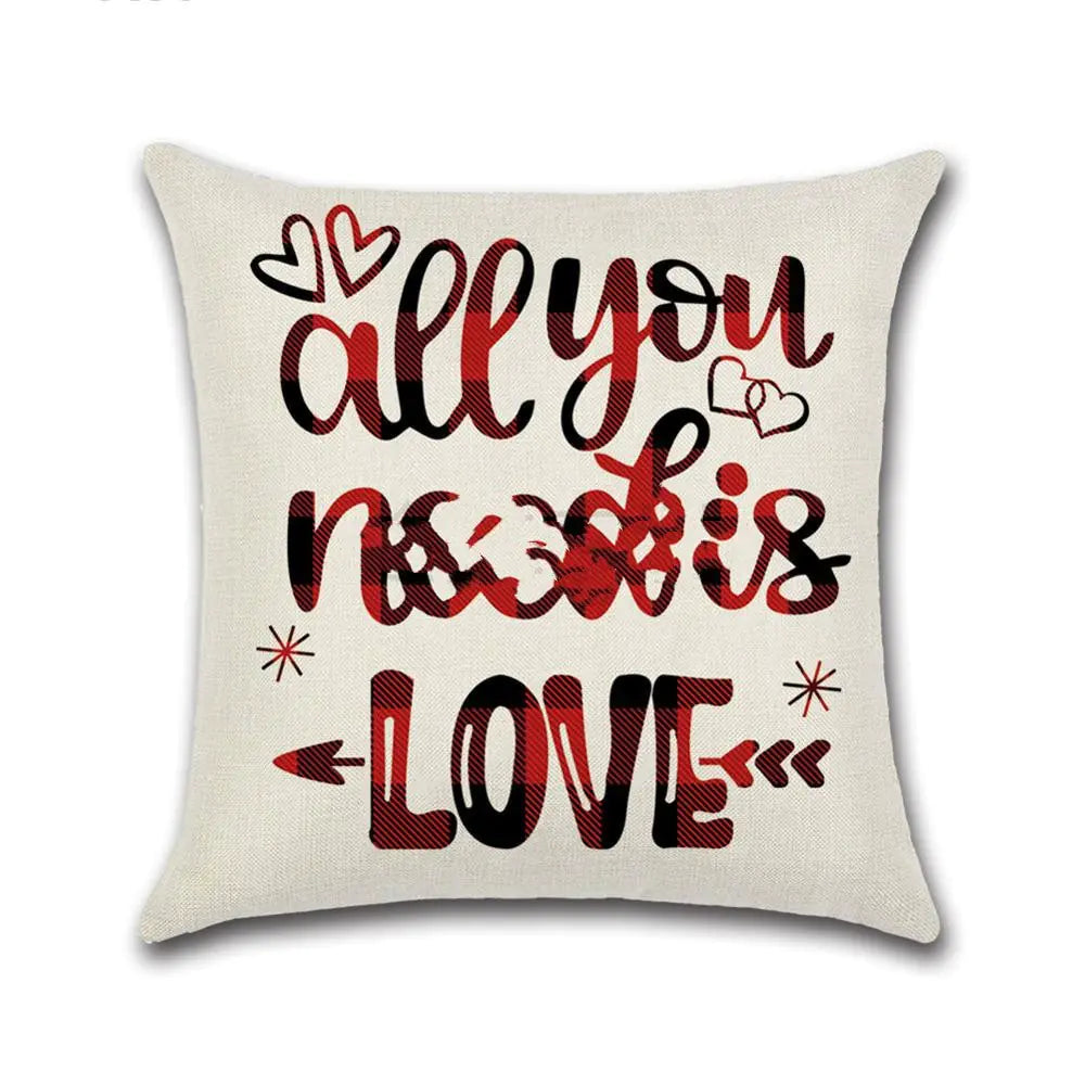 Valentine's Day Red Pillowcase Cushion Cover (1 Count)