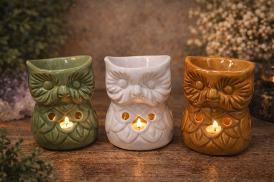 Ceramic Tea Light Owl Oil Burner