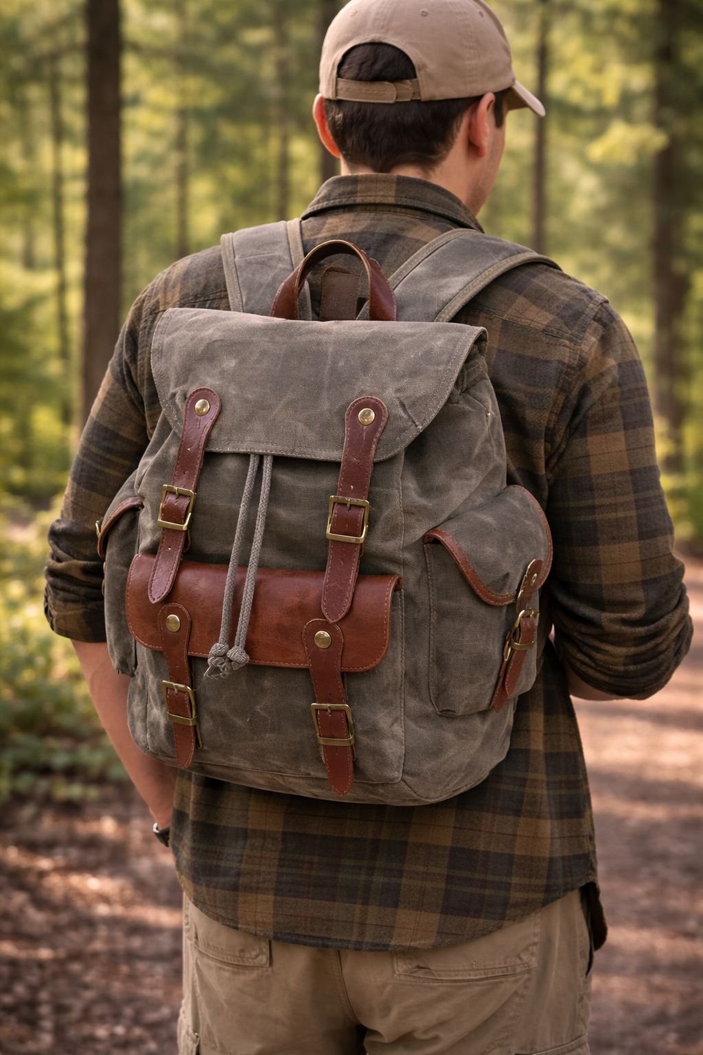 Retro Waterproof Oil Wax Canvas Camping Bag