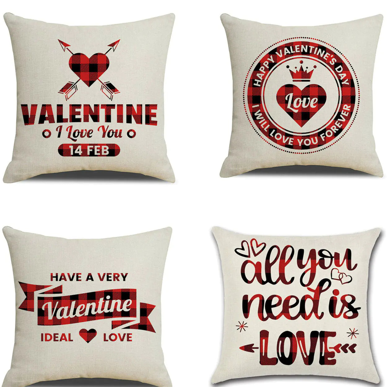 Valentine's Day Red Pillowcase Cushion Cover (1 Count)
