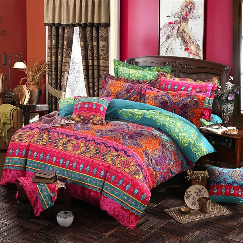 3-Piece Boho Bedding Set with Duvet Cover & Pillowcases