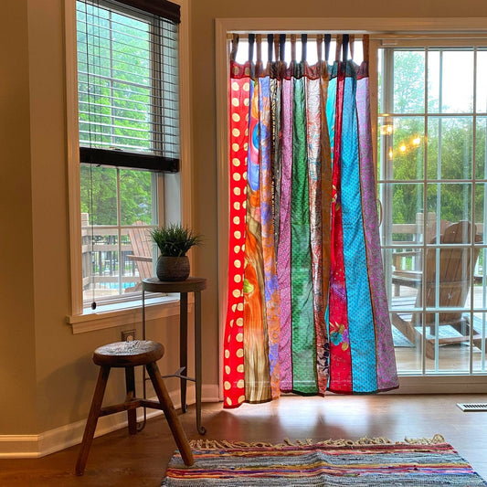 Rainbow Oasis Drapes – Upcycled Boho Curtains