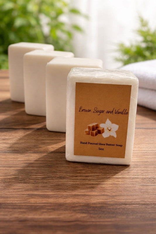 Brown Sugar and Vanilla Hand Poured Shea Butter Soap (5oz)