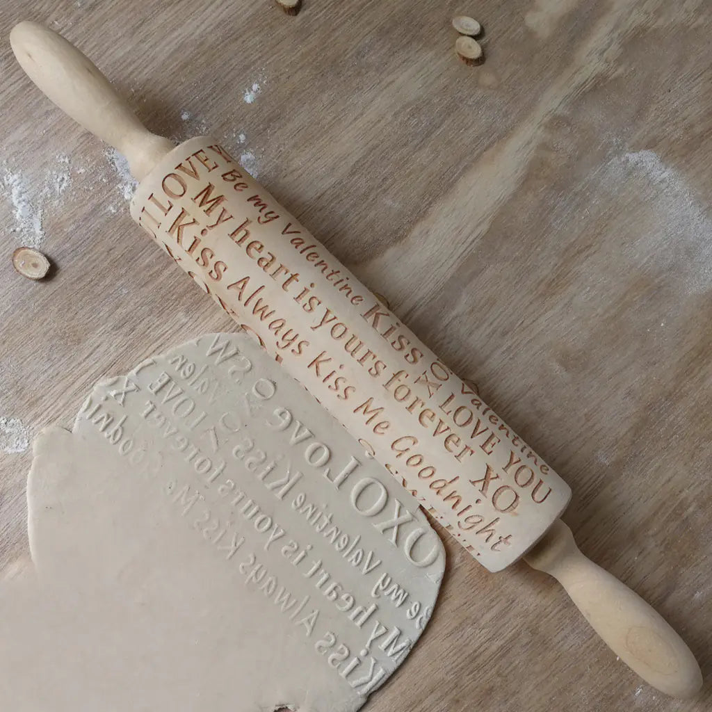 Engraved Wooden Rolling Pin for Valentine's Day Decor